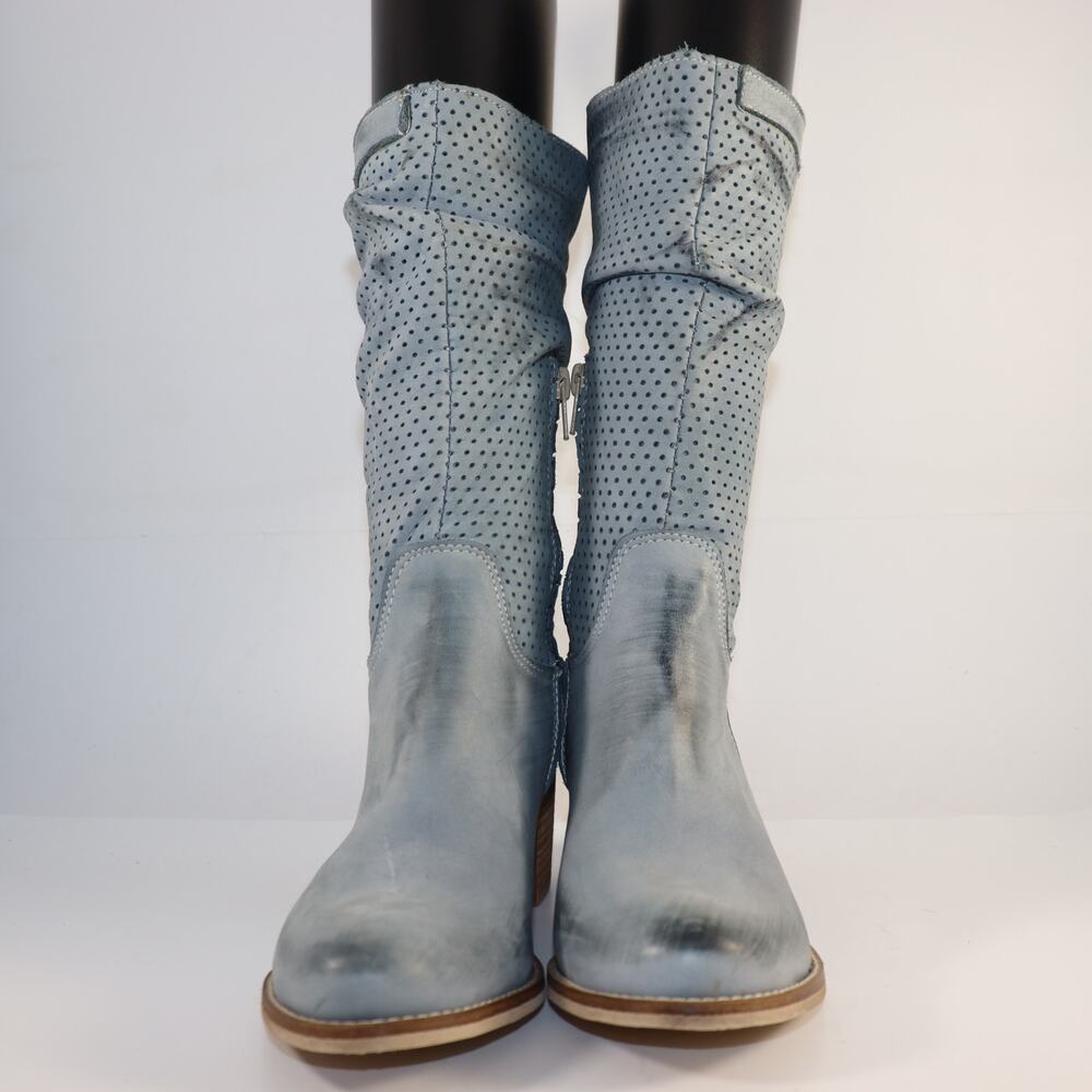 niu-LU Perforated Leather Mid-Calf Boots – Made in Italy‎ – EU 37